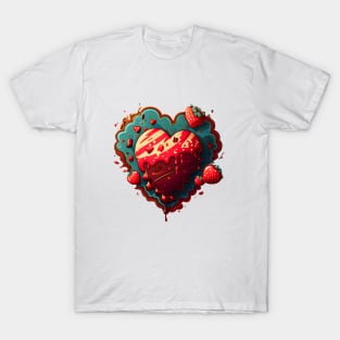 Sweet Valentine's Day Heart Cake Design T-Shirt